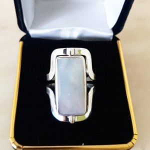 Ring Silver 950 Adjustable Ring with natural stones 2 colors reversible.new